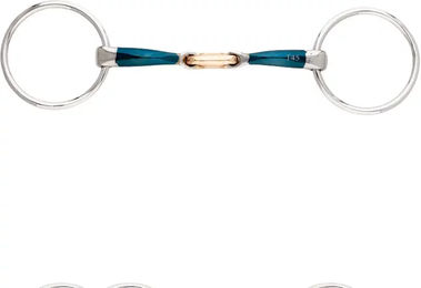 Produktbild von Kavalkade Bradoon Ergonomic Gebiss mit 2 Ringen für doppelt gebrochene Pferde in Blau und Silber