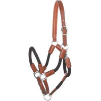 Produktbild von Kavalkade Cavo Seil-Halfter mit Strick aus Leder in Cognac-Schwarz