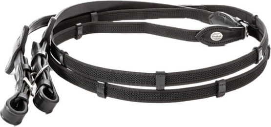 Kavalkade Ecoline Gummierte Zügel mit Stegen 16 mm Schwarz – Bild 1 von 3