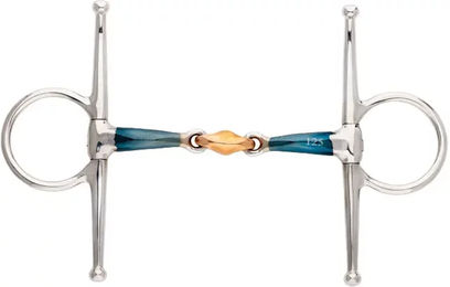 Produktbild von Kavalkade Ergonomic Doppelt gebrochene Kandare für Pferde mit Doppelblockierung in Blau und Silber