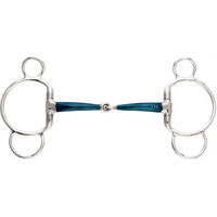 Produktbild von Kavalkade Ergonomic Kandare mit 3 oder 4 Ringen für Pferde aus Edelstahl in Silber oder Blau