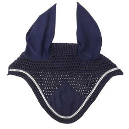 Kavalkade Fliegenhaube mit Strass aus Baumwolle Blau für Warmblut – Bild 1 von 6