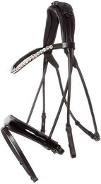 Kavalkade Florina Lack Trense aus Leder mit anatomisch geformtem schwedisch-kombiniertem Reithalfter für Vollblut – Bild 1 von 2