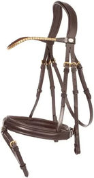 Kavalkade Trense Clinchesse aus Leder in Braun mit Messing für Warmblut Pferde Größe W – Bild 1 von 2