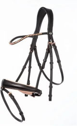 Kavalkade Trense Rose schwedische Kombination aus Leder in Schwarz und Rosa für Vollblut Pferde – Bild 1 von 6