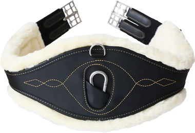 Kentucky Anatomischer Sattelgurt mit Lammfell in Schwarz 145 cm – Bild 1 von 4