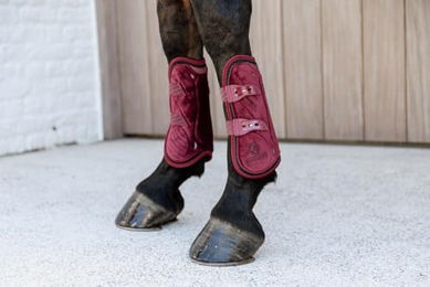 Kentucky Bamboo Elastic Velvet Tendon Boots Gamaschen Velours Rot S – Bild 1 von 2