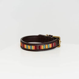 Kentucky Dogwear Hundehalsband aus Leder mit handgeknüpften Perlen in Orange und Schwarz Größe XS 37cm – Bild 1 von 8