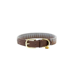 Kentucky Dogwear Hundehalsband Dreieck aus Kunstleder Braun Beige Größe M/L – Bild 1 von 5