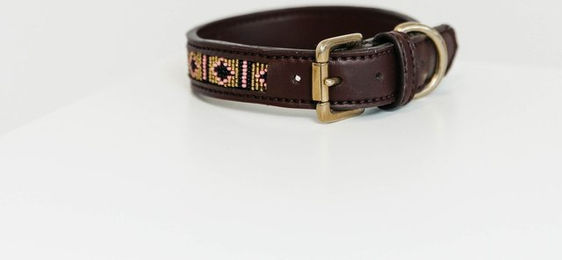 Kentucky Dogwear Hundehalsband Pearls handgeknüpft aus Kunstleder Orange Mix Größe L 62cm - 62 cm – Bild 1 von 8