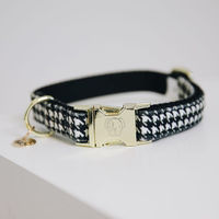 Produktbild von Kentucky Dogwear Hundehalsband Pied de Poule aus Nylon in Beige Größe XL 45-75cm