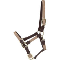 Produktbild von Kentucky Geflochtenes Nylon Halfter COB für Vollblut in Beige mit Lederdetails