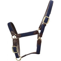 Produktbild von Kentucky Halfter aus geflochtenem Nylon für Vollblut in Navy mit Lederdetails