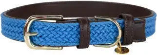 Kentucky Halsband für Hunde aus geflochtenem Nylon mit Kunstleder in Blau Größe S – Bild 1 von 1