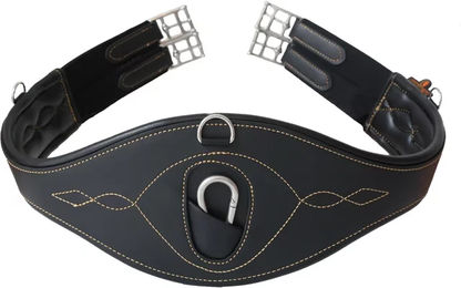 Kentucky Horsewear Anatomischer Sattelgurt aus Kunstleder Schwarz 135 cm – Bild 1 von 8