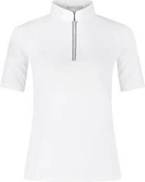 Kentucky Horsewear Classic Damen Wettkampfshirt mit Glitzer und Reißverschluss Weiß Größe 40 – Bild 1 von 5