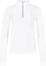 Kentucky Horsewear Classic Reitshirt für Damen mit langen Ärmeln und Reißverschluss in Weiß – Bild 1 von 4