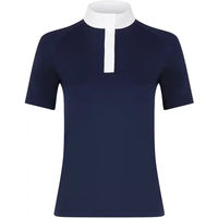 Produktbild von Kentucky Horsewear Classic Show Woman Kurzarm Reitshirt für Damen in Weiß und Blau Größe 42