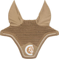 Produktbild von Kentucky Horsewear Fliegenhaube Wellington 3D Logo Beige Full mit Seiloptik für Pferde