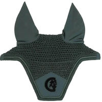 Produktbild von Kentucky Horsewear Fliegenhaube Wellington 3D Logo für Pferde in Tannengrün