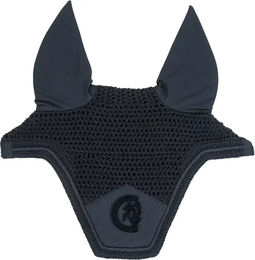 Kentucky Horsewear Fliegenhaube Wellington 3D Logo Schwarz aus Baumwolle für Warmblut – Bild 1 von 11