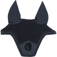 Produktbild von Kentucky Horsewear Fliegenhaube Wellington 3D Logo Schwarz aus Baumwolle für Warmblut