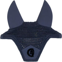 Produktbild von Kentucky Horsewear Fliegenhaube Wellington 3D Logo Soundless Blau aus Baumwolle für Pferde