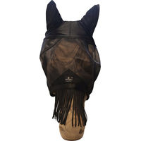 Produktbild von Kentucky Horsewear Fliegenmaske Classic mit Ohren und Nasenfransen Schwarz für Vollblut