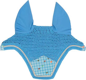 Produktbild von Kentucky Horsewear Fly Veil Wellington Fliegenhaube aus Samt für Pferde Blau Warmblut