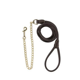 Kentucky Horsewear Führleine aus Leder mit Kette in Braun - 270 cm – Bild 1 von 8