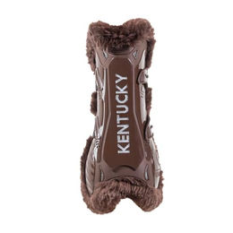 Kentucky Horsewear Gamaschen Bamboo Elastic für Pferde aus Bambus und veganem Schaffell Braun Größe M – Bild 1 von 9