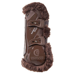 Kentucky Horsewear Gamaschen Bamboo Elastik mit Kunstfell Braun Größe L – Bild 1 von 3