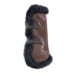 Kentucky Horsewear Gamaschen Bamboo Elastik mit Kunstfell Braun Schwarz Größe L – Bild 1 von 8