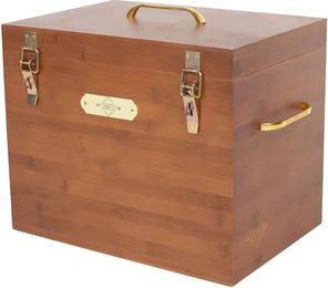 Kentucky Horsewear Grooming Deluxe Tack Box Putzbox aus Bambus in Braun 30 x 40 x 28 cm – Bild 1 von 6