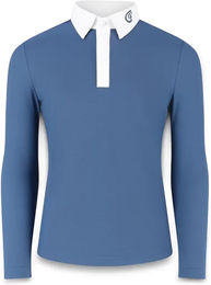 Kentucky Horsewear Osaka Turnier-Poloshirt für Kinder mit langen Ärmeln Blau – Bild 1 von 3