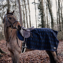 Kentucky Horsewear Quarter Rug Heavy Fleece Ausreitdecke für Pferde in Blau Kariert Größe M – Bild 1 von 7