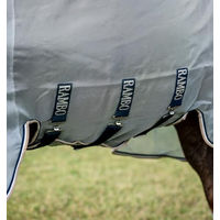 Produktbild von Kentucky Horsewear Rambo Protector Integrated Fliegendecke für Pferde Silber Blau Weiß Beige 145 cm