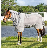 Produktbild von Kentucky Horsewear Rambo Protector Integrated Fliegendecke für Pferde Silber Blau Weiß Beige 155 cm - 1 Stk.