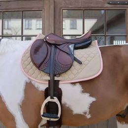 Kentucky Horsewear Schabracke Softshell Onion Quilt für Warmblut in Beige und Rosa – Bild 1 von 5