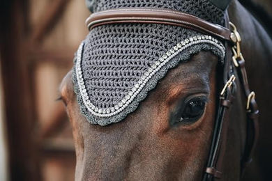 Kentucky Horsewear Stone & Pearl Fliegenohren für Warmblut Pferde in Grau – Bild 1 von 5