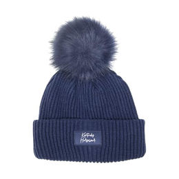 Kentucky Horsewear Strickmütze mit Bommel aus Kunstpelz Marine Blau für Damen – Bild 1 von 6