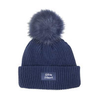 Produktbild von Kentucky Horsewear Strickmütze mit Bommel aus Kunstpelz Marine Blau für Damen