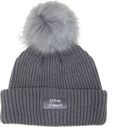 Kentucky Horsewear Strickmütze mit Kunstpelz Bommel für Damen in Grau – Bild 1 von 4