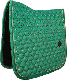 Produktbild von Kentucky Horsewear Velours-Springpferdedecke mit Druckmotiven in Grün für Vollblut