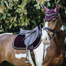 Produktbild von Kentucky Horsewear Wellington Corduroy Fliegenohren für Warmblut in Rot