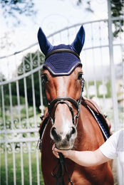 Kentucky Horsewear Wellington Fliegenhaube aus Leder für Ponys in Blau oder Braun – Bild 1 von 4