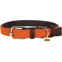 Produktbild von Kentucky Hundehalsband aus geflochtenem Nylon in Orange mit Kunstleder Grösse L
