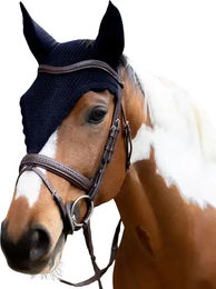 Kentucky Soundless Fliegenhaube für Pferde aus Baumwolle in Marine Blau – Bild 1 von 7