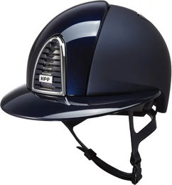 KEP Reithelm Cromo 2.0 Textile/Polish mit Schirm und Lederunterlage Blau Größe M – Bild 1 von 1