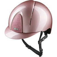 Produktbild von KEP Smart Nova Metal Polish Reithelm Pink mit Glitzer Visier und schwarzer Beriemung Größe M